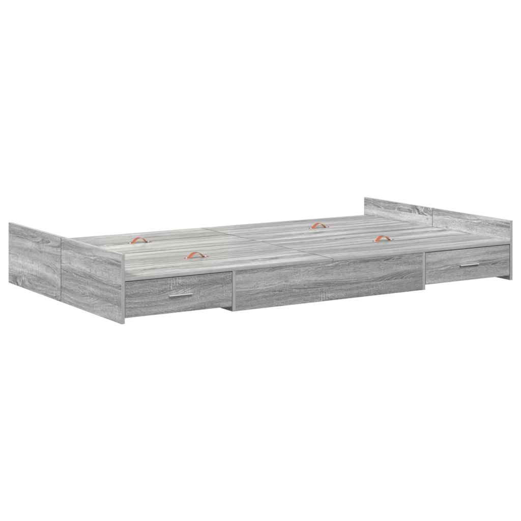 Storage Bed Frame Grey Sonoma 120 x 200 cm Engineered Wood
