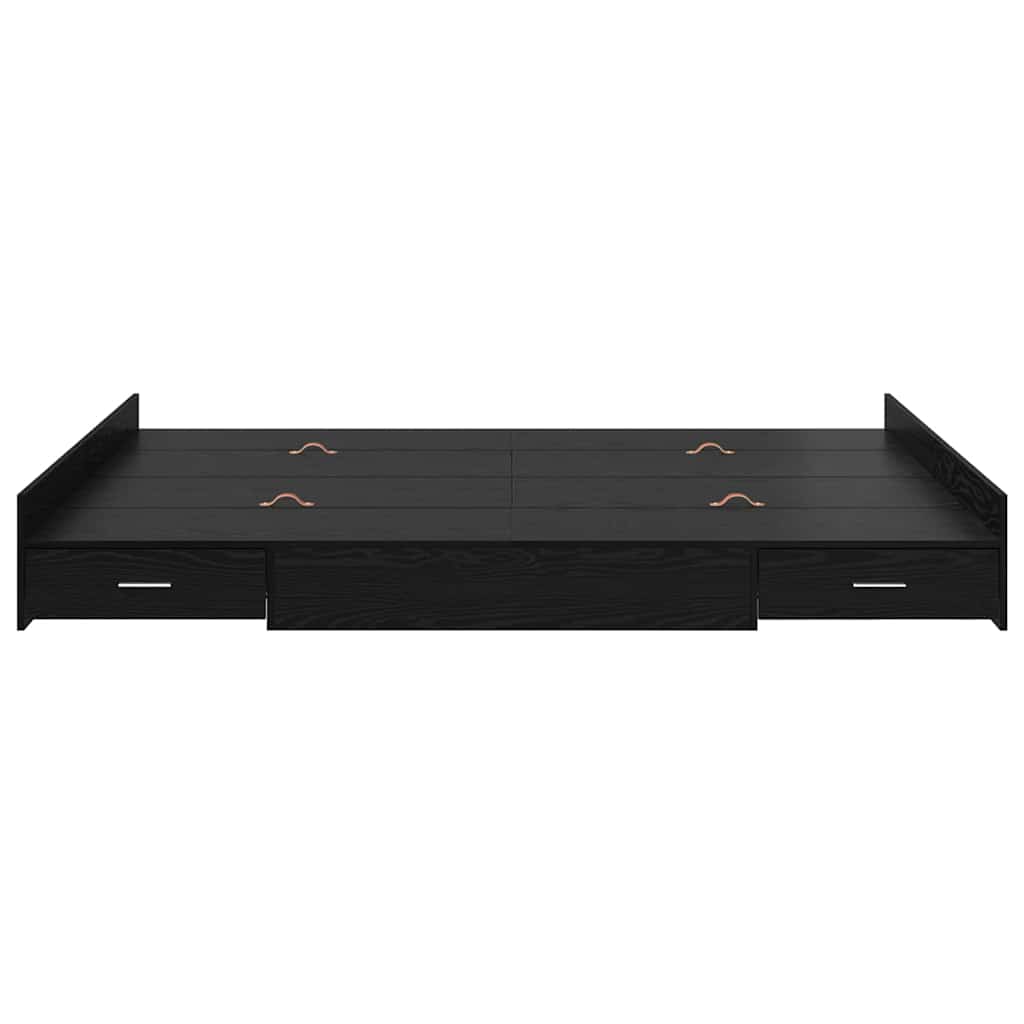 Storage Bed Frame Black Oak 140 x 190 cm Engineered Wood