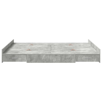 Storage Bed Frame Concrete Grey 140 x 190 cm Engineered Wood