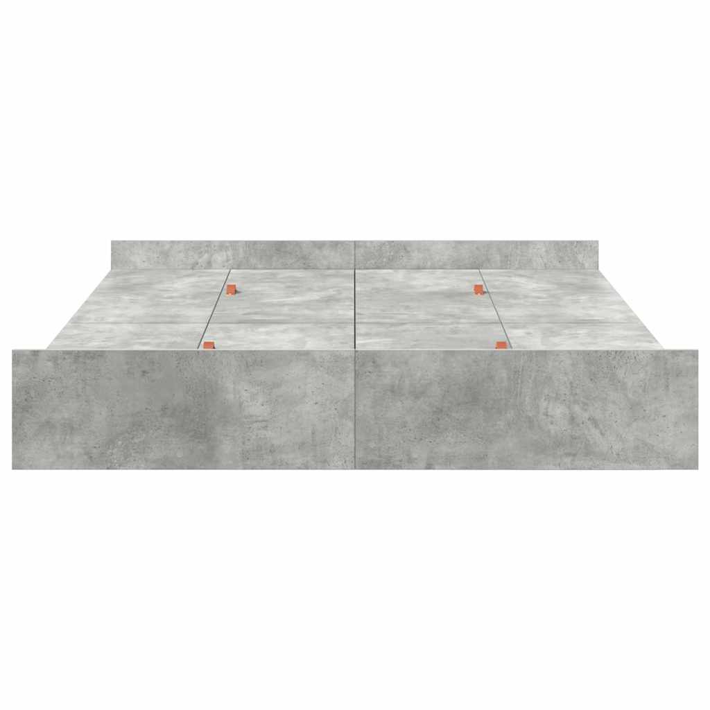 Storage Bed Frame Concrete Grey 140 x 190 cm Engineered Wood