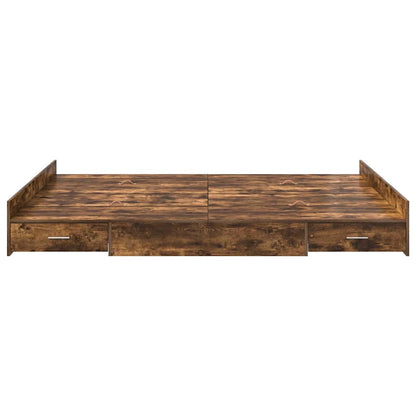 Storage Bed Frame Smoked Oak 140 x 190 cm Engineered Wood