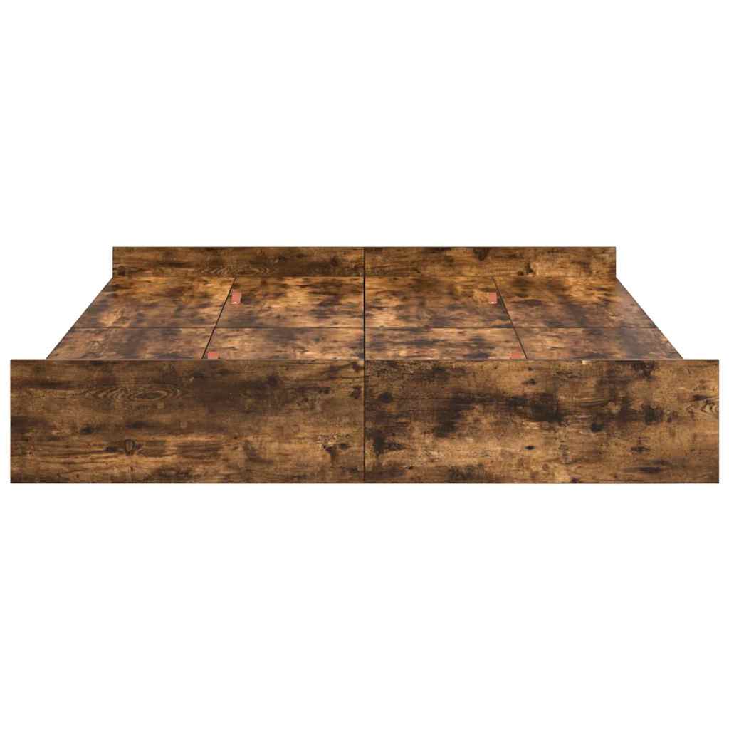 Storage Bed Frame Smoked Oak 140 x 190 cm Engineered Wood