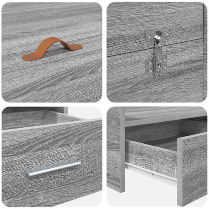 Storage Bed Frame Grey Sonoma 140 x 190 cm Engineered Wood