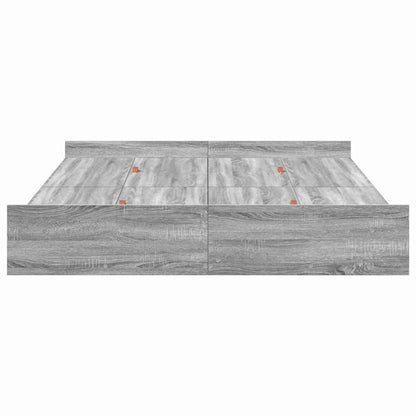 Storage Bed Frame Grey Sonoma 140 x 190 cm Engineered Wood