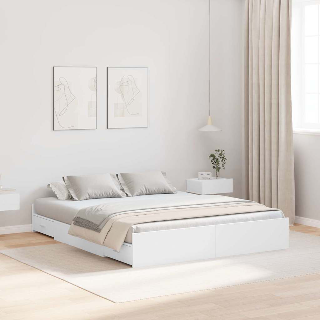 Storage Bed Frame with Door White 135 x 190 cm Engineered Wood