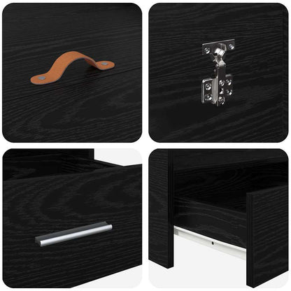 Storage Bed Frame Black Oak 135 x 190 cm Engineered Wood