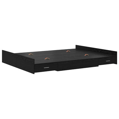 Storage Bed Frame Black Oak 135 x 190 cm Engineered Wood
