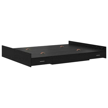 Storage Bed Frame Black Oak 135 x 190 cm Engineered Wood