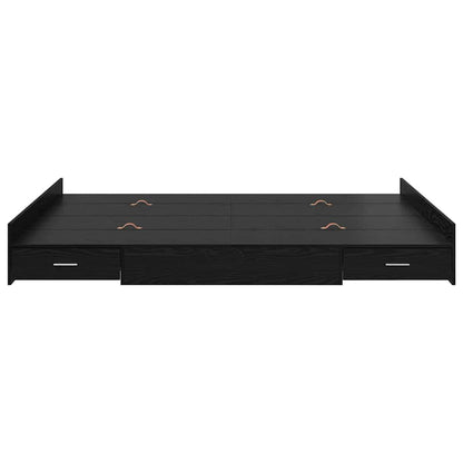 Storage Bed Frame Black Oak 135 x 190 cm Engineered Wood