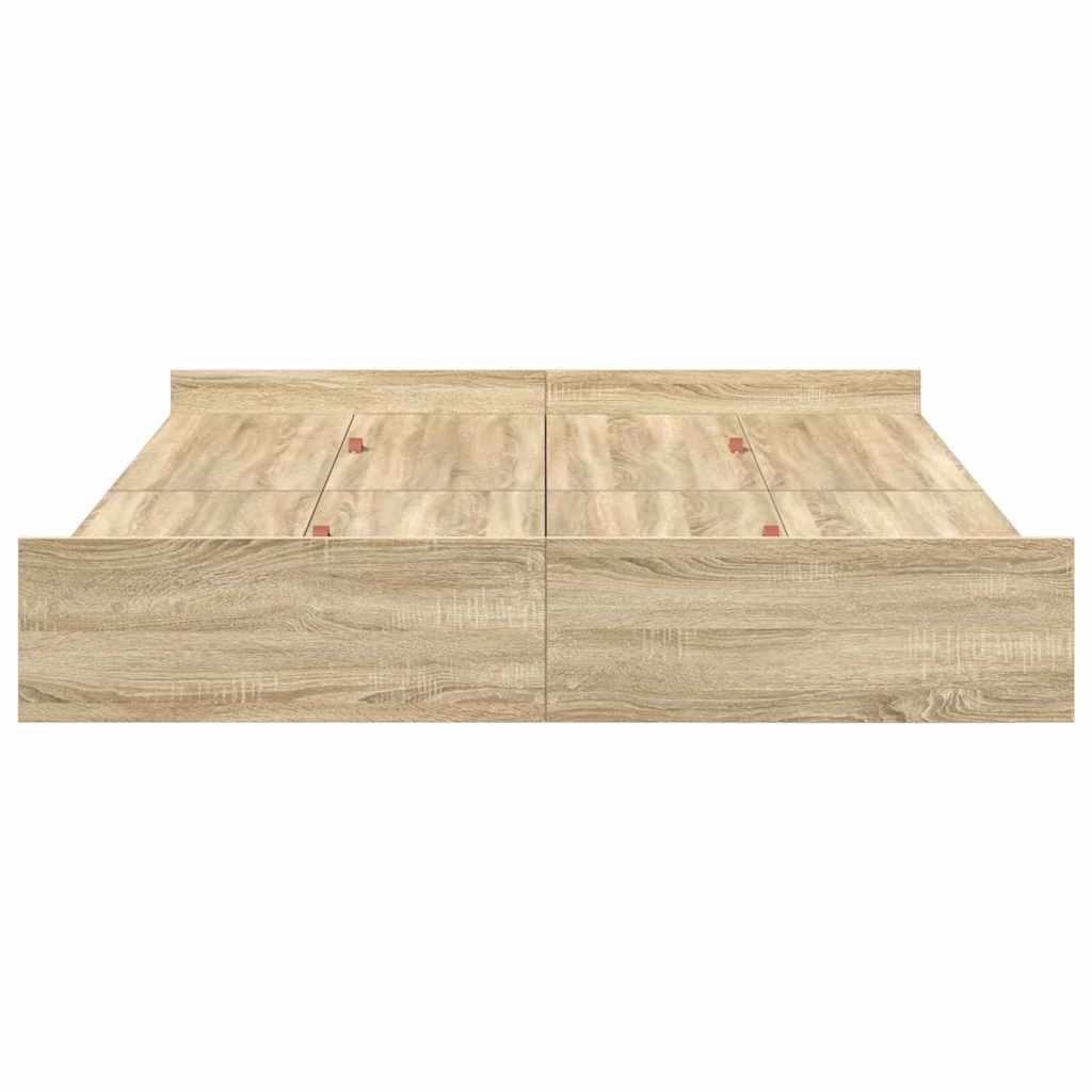 Storage Bed Frame Sonoma Oak 135 x 190 cm Engineered Wood