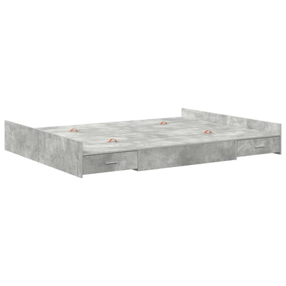 Storage Bed Frame Concrete Grey 135 x 190 cm Engineered Wood
