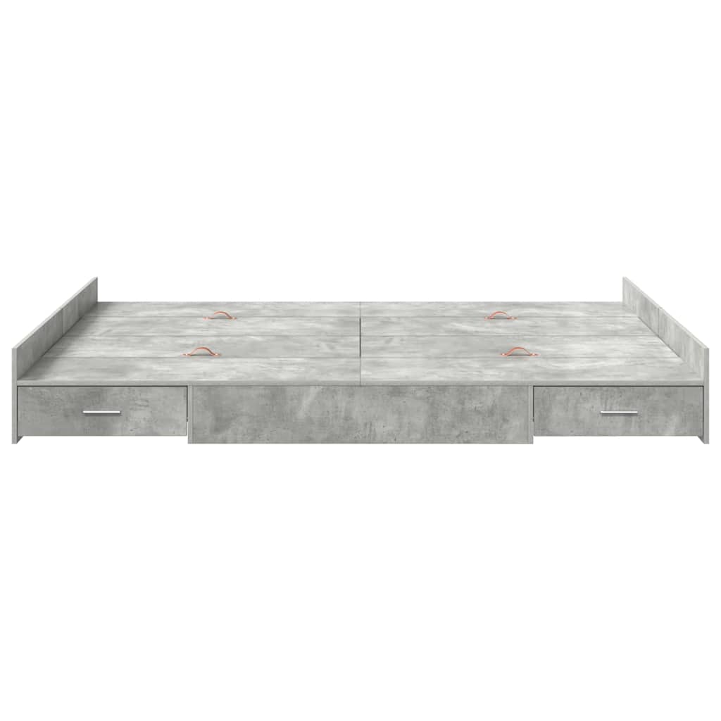 Storage Bed Frame Concrete Grey 135 x 190 cm Engineered Wood