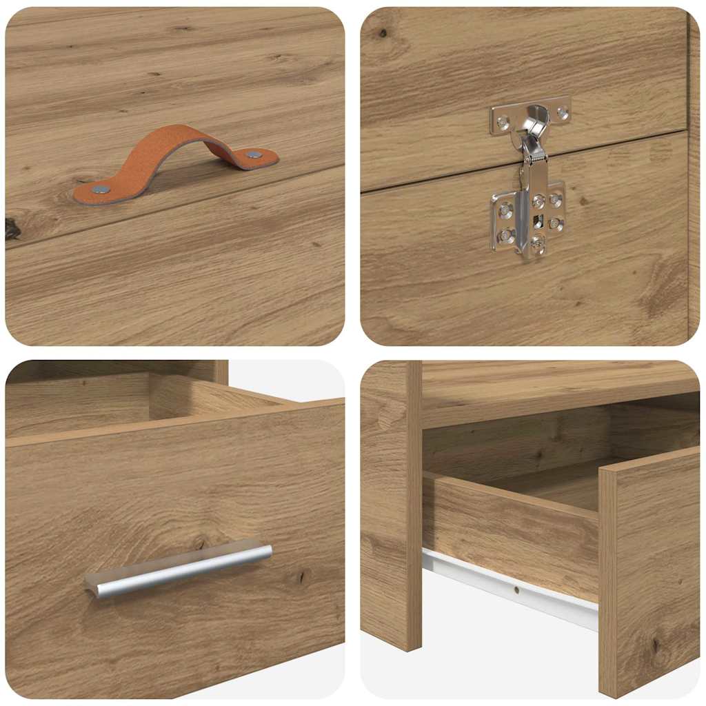 Storage Bed Frame Artisan Oak 135 x 190 cm Engineered Wood