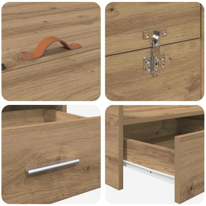 Storage Bed Frame Artisan Oak 135 x 190 cm Engineered Wood