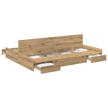 Storage Bed Frame Artisan Oak 135 x 190 cm Engineered Wood