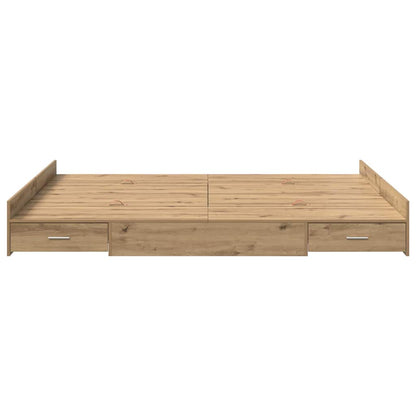 Storage Bed Frame Artisan Oak 135 x 190 cm Engineered Wood