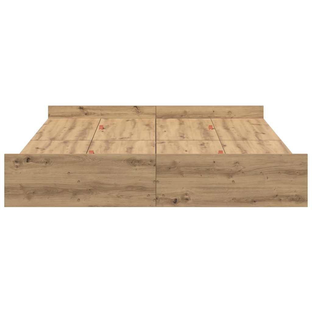 Storage Bed Frame Artisan Oak 135 x 190 cm Engineered Wood