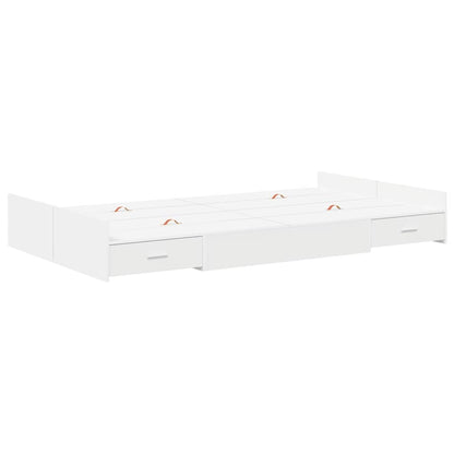 Storage Bed Frame with Door White 120 x 190 cm Engineered Wood