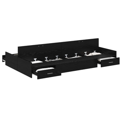 Storage Bed Frame Black Oak 120 x 190 cm Engineered Wood