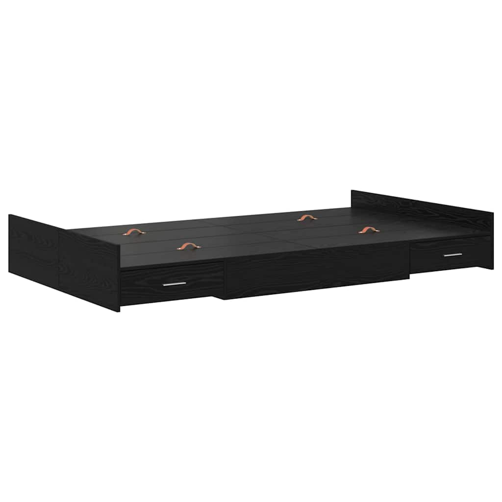 Storage Bed Frame Black Oak 120 x 190 cm Engineered Wood