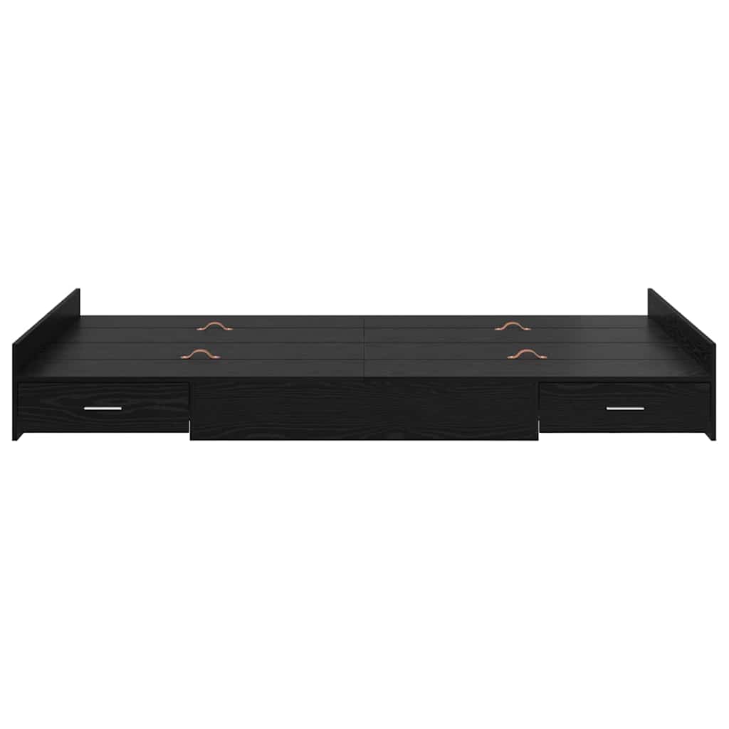 Storage Bed Frame Black Oak 120 x 190 cm Engineered Wood