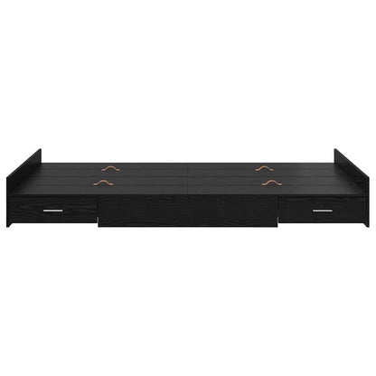 Storage Bed Frame Black Oak 120 x 190 cm Engineered Wood