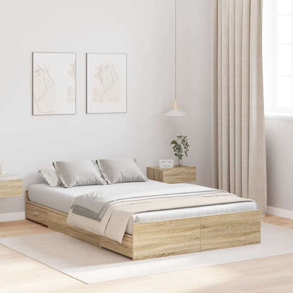 Storage Bed Frame Sonoma Oak 120 x 190 cm Engineered Wood
