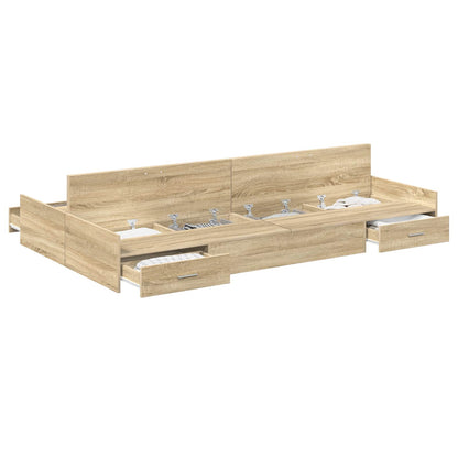 Storage Bed Frame Sonoma Oak 120 x 190 cm Engineered Wood