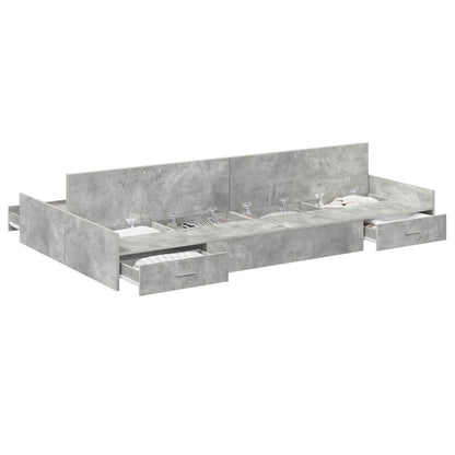 Storage Bed Frame Concrete Grey 120 x 190 cm Engineered Wood