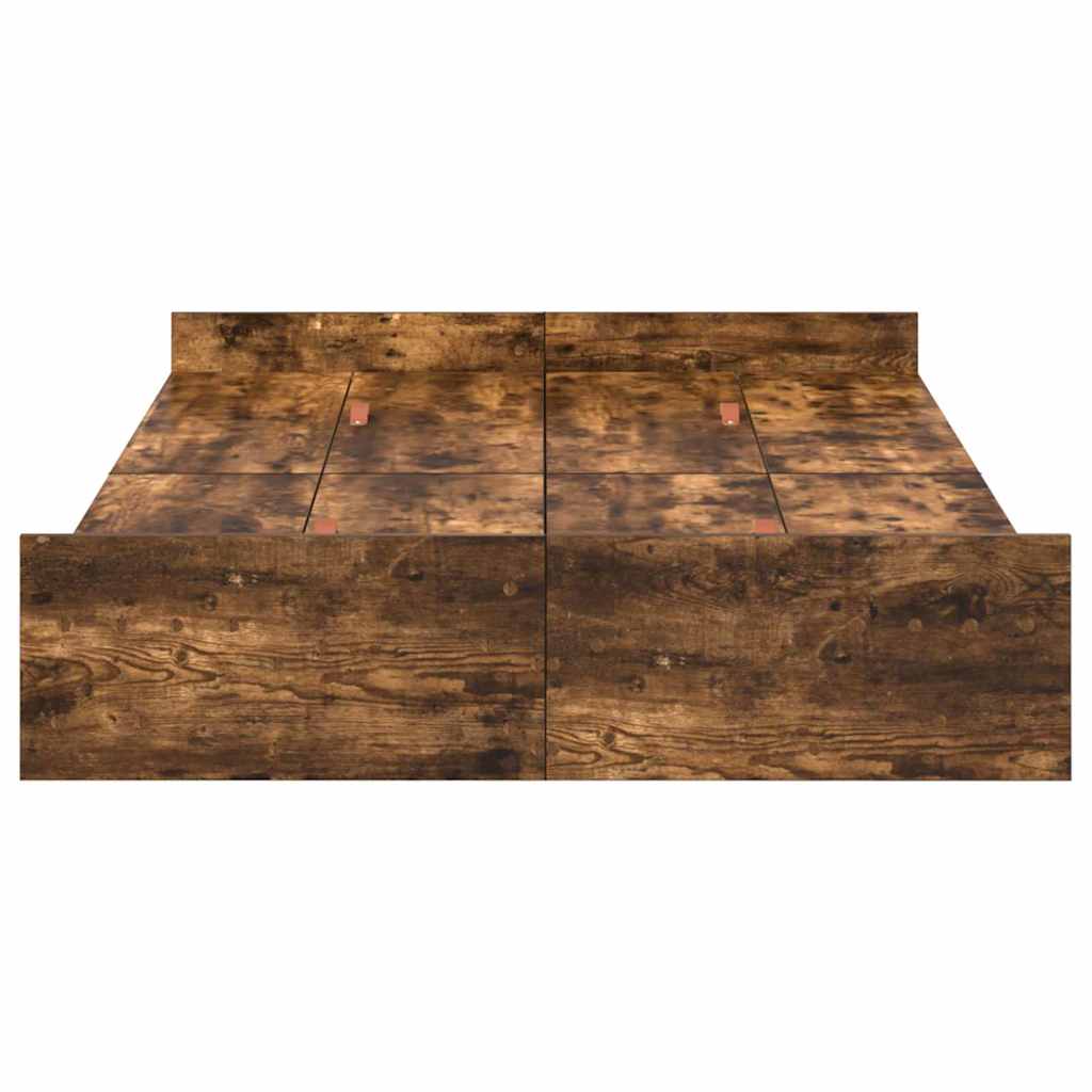 Storage Bed Frame Smoked Oak 120 x 190 cm Engineered Wood