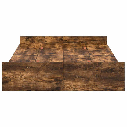 Storage Bed Frame Smoked Oak 120 x 190 cm Engineered Wood