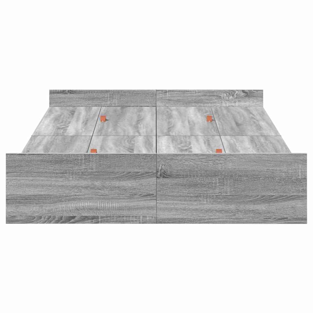 Storage Bed Frame Grey Sonoma 120 x 190 cm Engineered Wood
