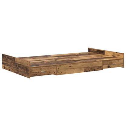 Storage Bed Frame Old Wood 120 x 190 cm Engineered Wood