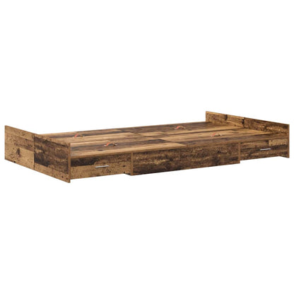 Storage Bed Frame Old Wood 120 x 190 cm Engineered Wood