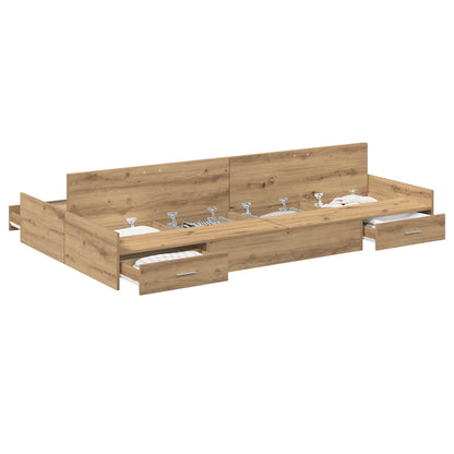 Storage Bed Frame Artisan Oak 120 x 190 cm Engineered Wood
