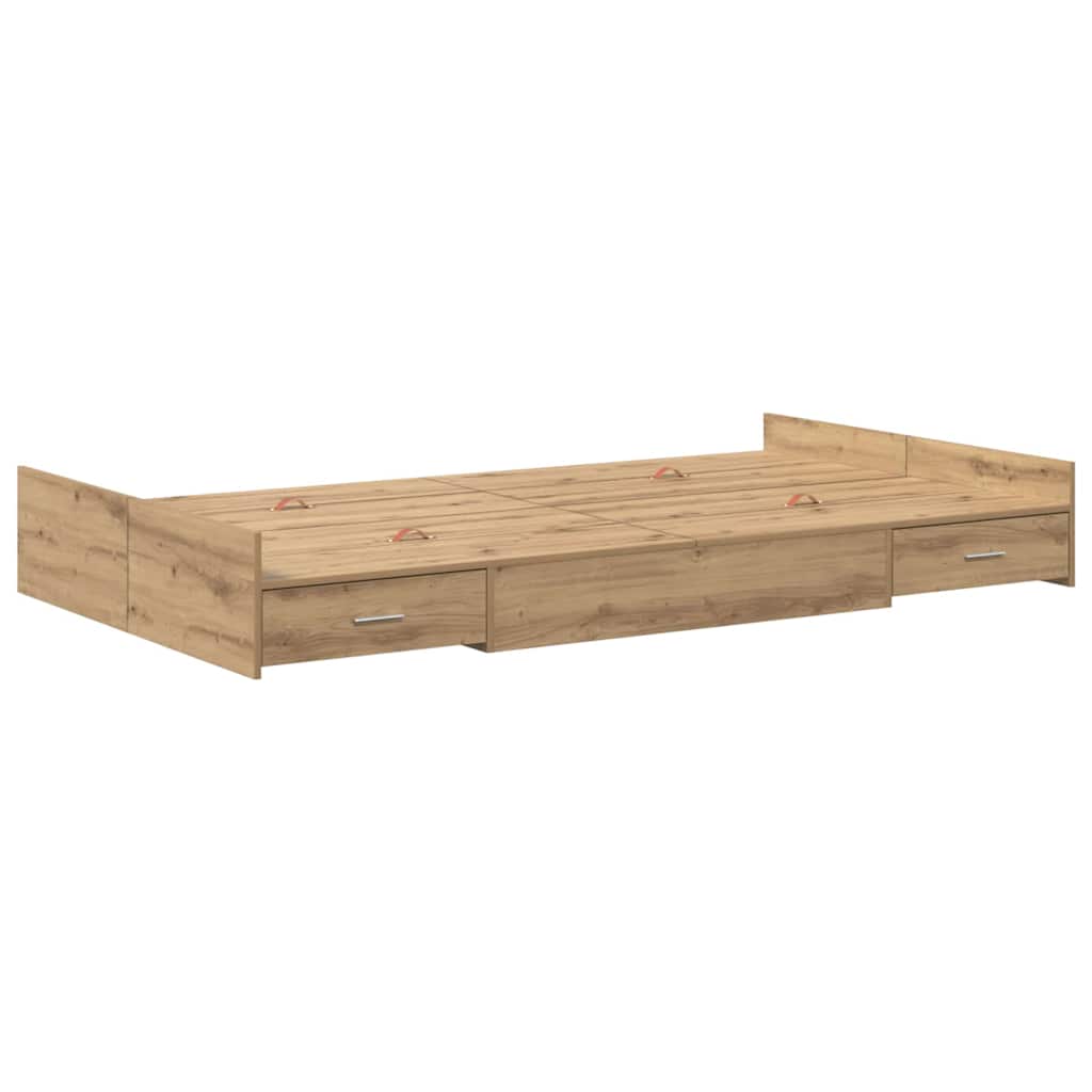 Storage Bed Frame Artisan Oak 120 x 190 cm Engineered Wood