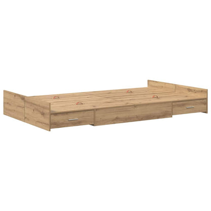 Storage Bed Frame Artisan Oak 120 x 190 cm Engineered Wood