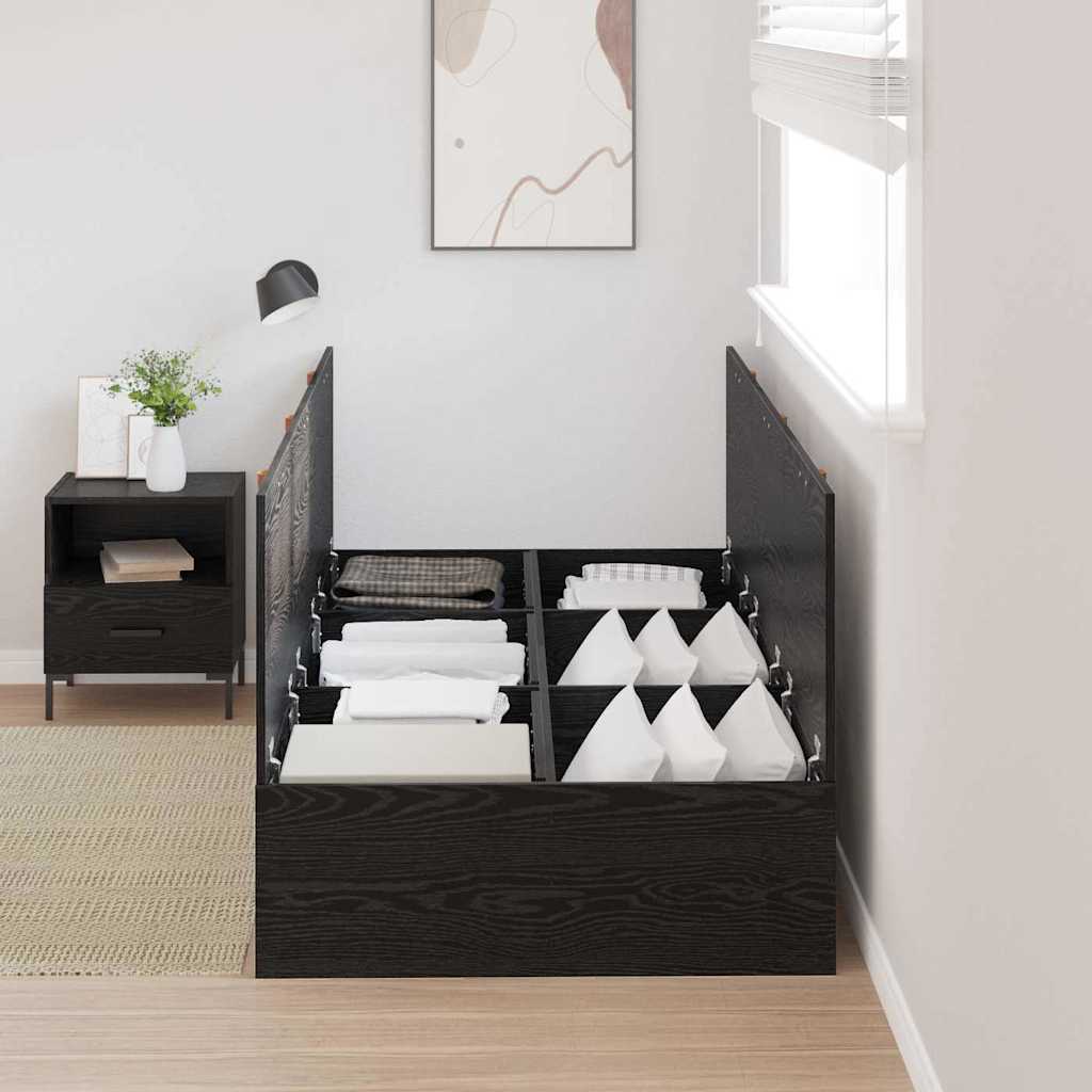 Storage Bed Frame Black Oak 80 x 200 cm Engineered Wood
