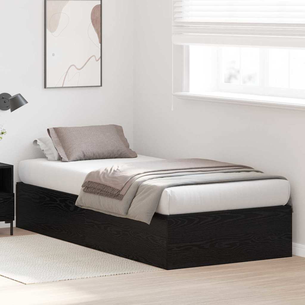 Storage Bed Frame Black Oak 80 x 200 cm Engineered Wood