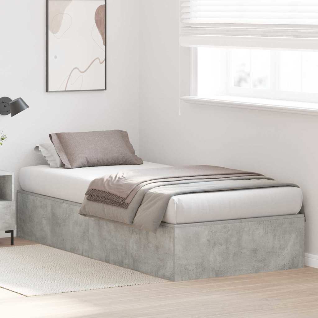 Storage Bed Frame Concrete Grey 80 x 200 cm Engineered Wood