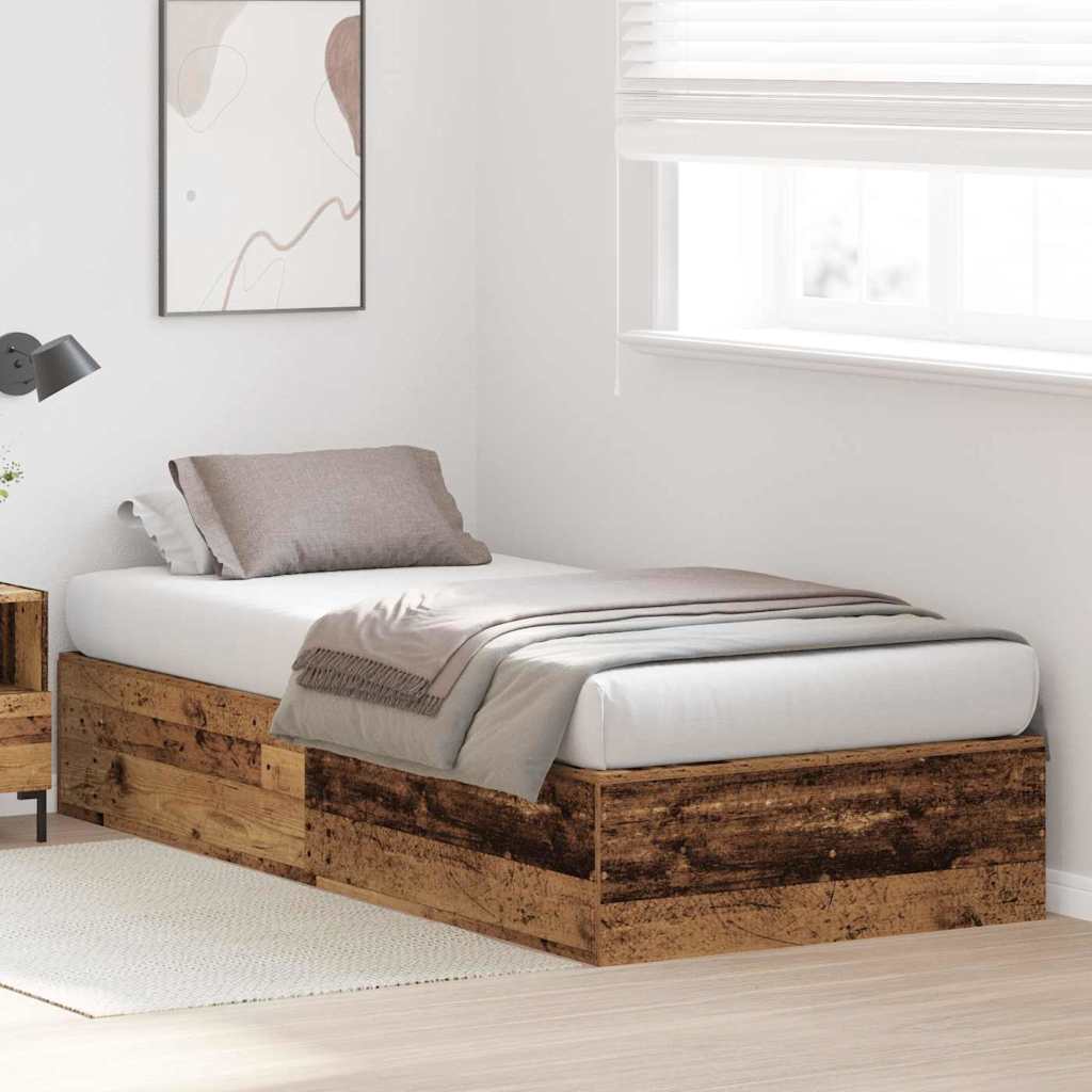 Storage Bed Frame Old Wood 80 x 200 cm Engineered Wood