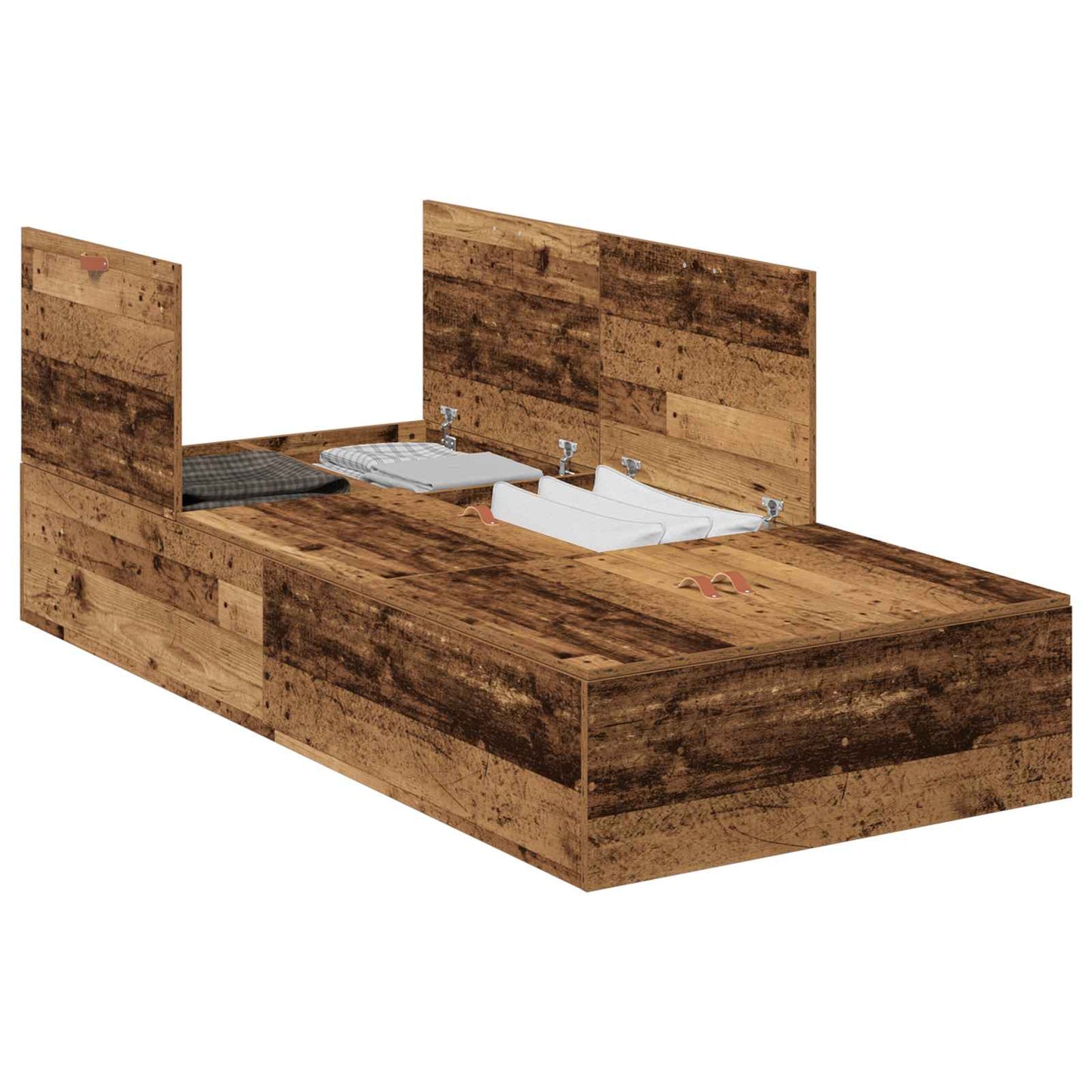 Storage Bed Frame Old Wood 80 x 200 cm Engineered Wood