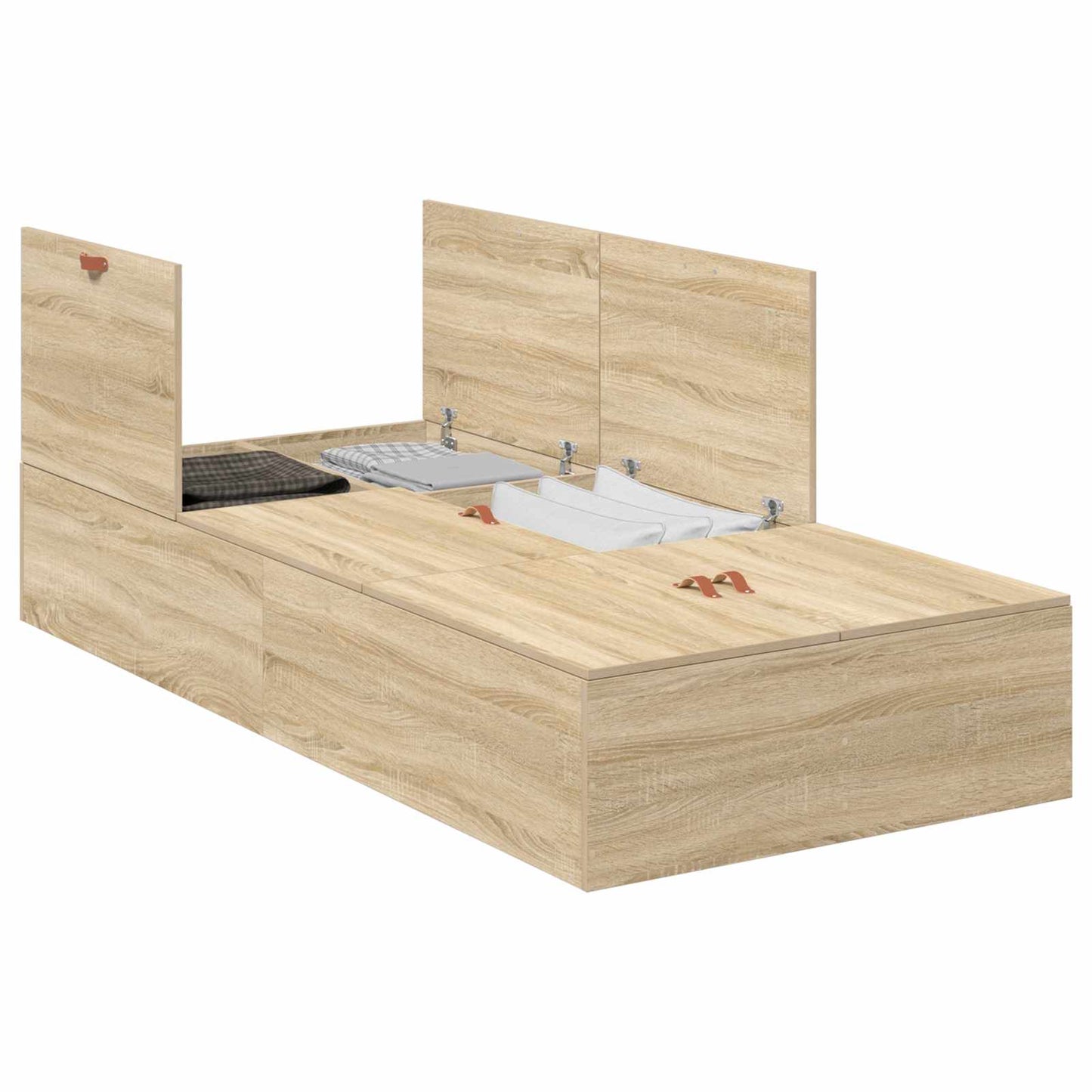 Storage Bed Frame Sonoma Oak 90 x 200 cm Engineered Wood