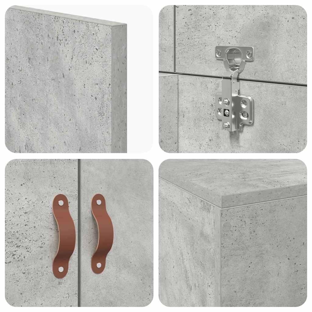Storage Bed Frame Concrete Grey 90 x 200 cm Engineered Wood