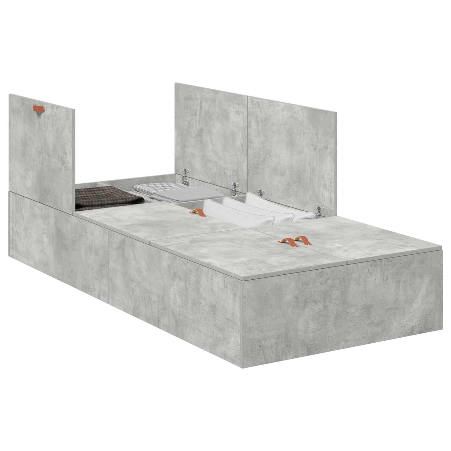 Storage Bed Frame Concrete Grey 90 x 200 cm Engineered Wood