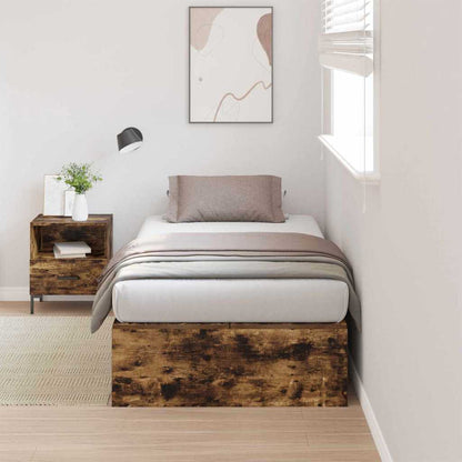 Storage Bed Frame Smoked Oak 90 x 200 cm Engineered Wood
