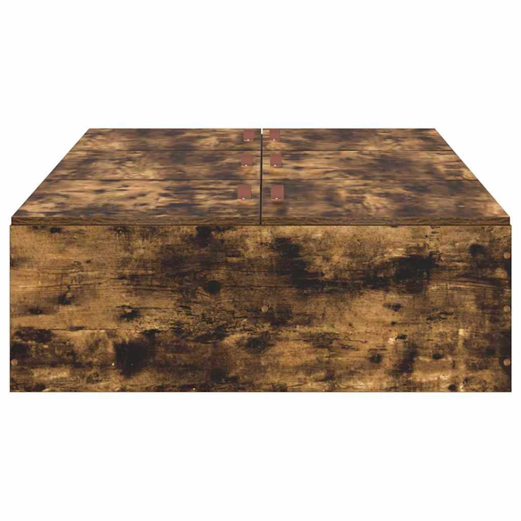Storage Bed Frame Smoked Oak 90 x 200 cm Engineered Wood