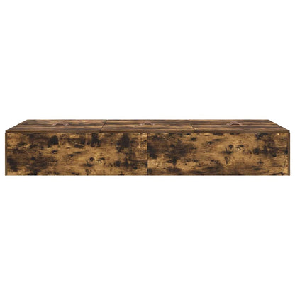 Storage Bed Frame Smoked Oak 90 x 200 cm Engineered Wood