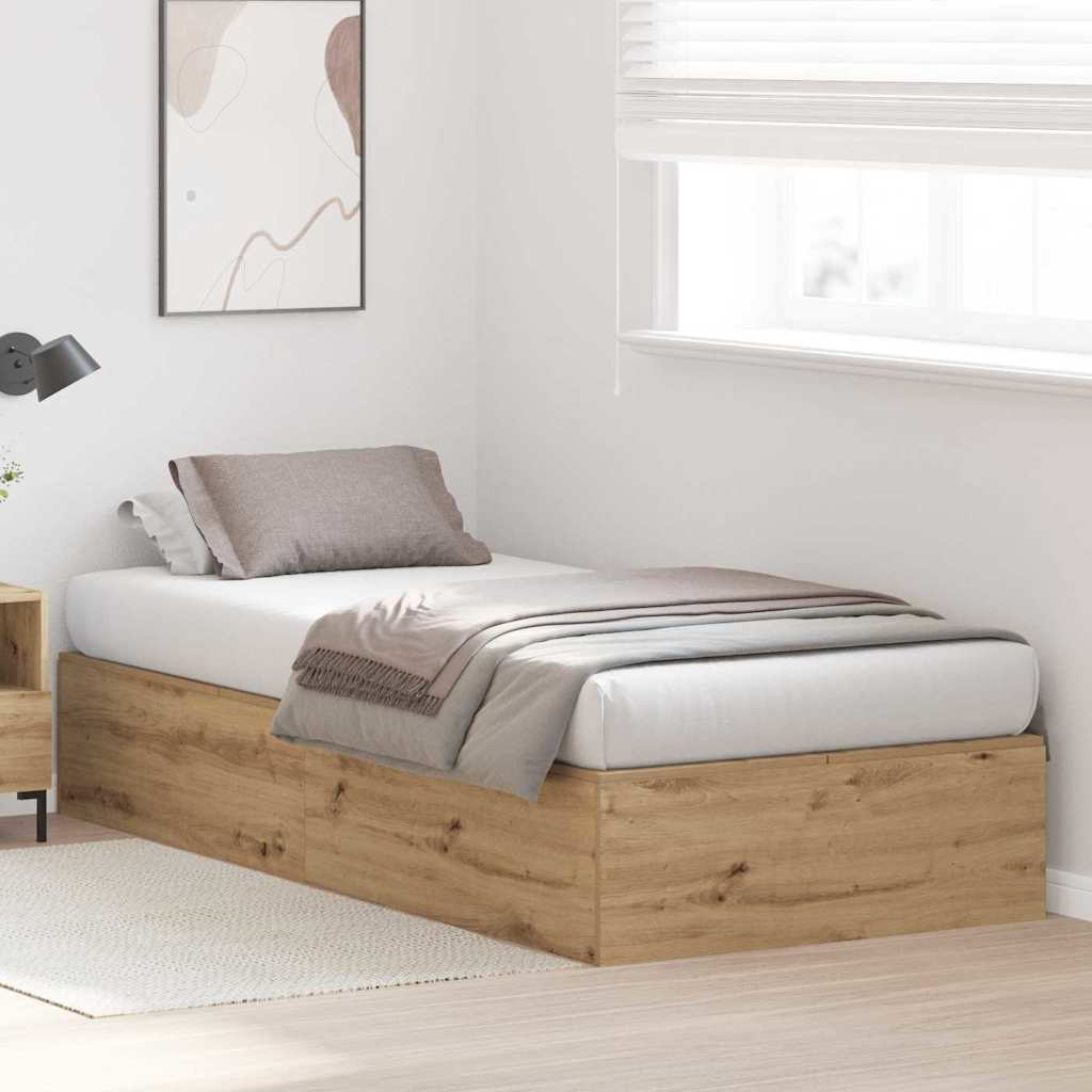 Storage Bed Frame Artisan Oak 90 x 200 cm Engineered Wood