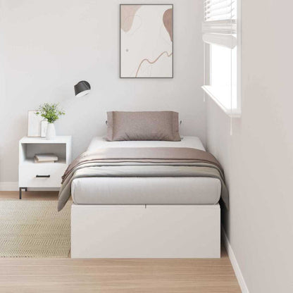 Storage Bed Frame White 100 x 200 cm Engineered Wood